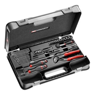 Facom 32-Piece 1/4 in 6 Point Socket Set with Chrome Vanadium Steel Construction R.440AUP