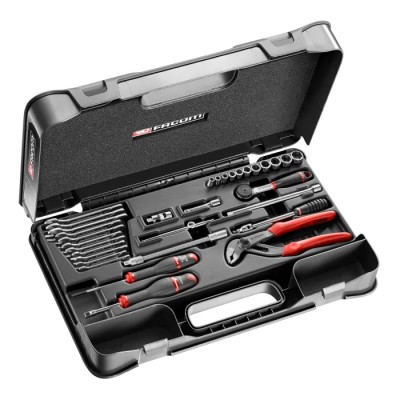 Facom 32-Piece 1/4 in 6 Point Socket Set with Chrome Vanadium Steel Construction R.440AUP