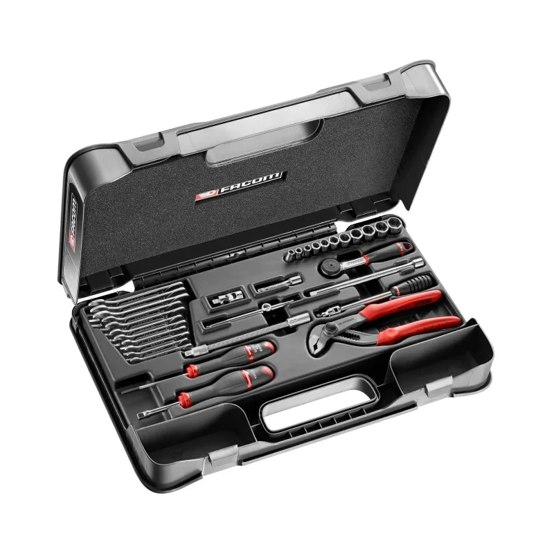 Facom 32-Piece 1/4 in 6 Point Socket Set with Chrome Vanadium Steel Construction R.440AUP