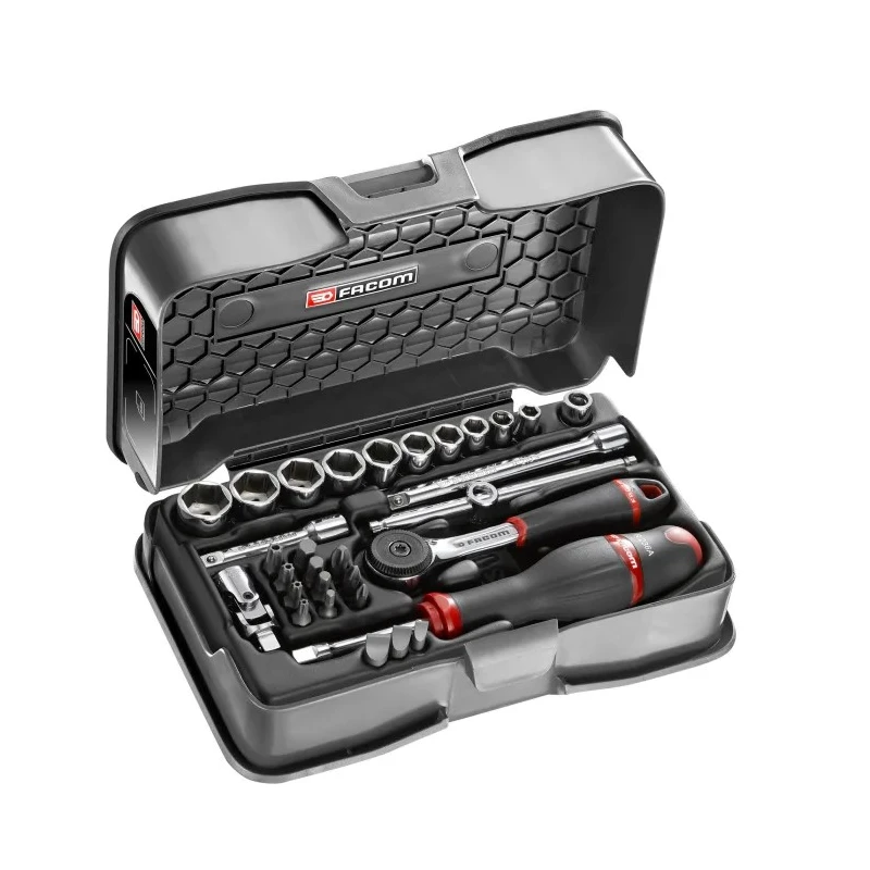 Facom 31-Piece 1/4 in 6 Point Socket Set R.161-4P6U Chrome Vanadium Steel Taiwan Origin