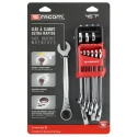 Facom 10-Piece Spanner Set 8 To 19 mm with 72-Tooth Rapid Reversible Ratchet Mechanism 467BR.JP10PB