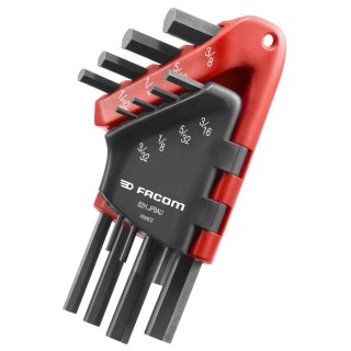 Facom L Imperial Hex Key Set, Hex Size 3/32 - 1/8 - 5/32 - 3/16 - 7/32 - 1/4 - 5/16 - 3/8in 82H.JP8AU