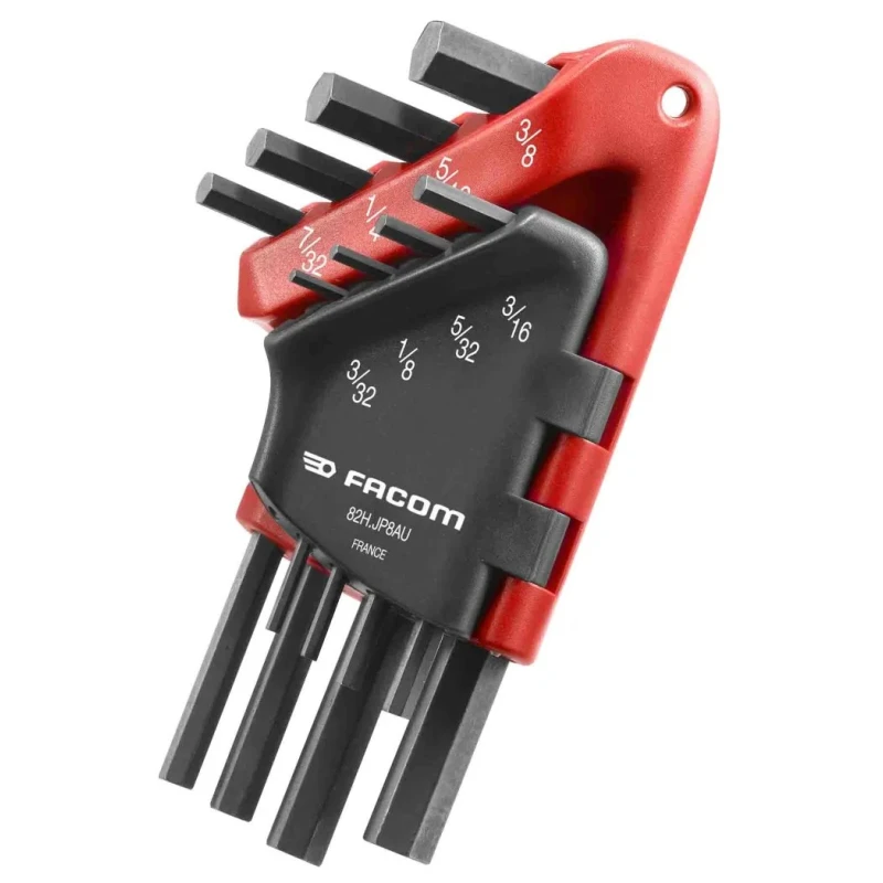 Facom L Imperial Hex Key Set, Hex Size 3/32 - 1/8 - 5/32 - 3/16 - 7/32 - 1/4 - 5/16 - 3/8in 82H.JP8AU