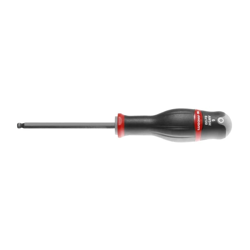 Facom Ball End Hexagon Screwdriver with 4 mm Tip, 75 mm Blade Length, 178 mm Overall Length AWSH4X75