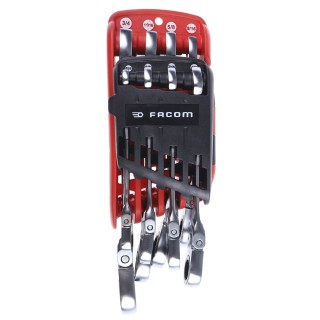 Facom 8-Piece Hinged Ratchet Combination Spanner Set, Sizes 5/16 to 3/4 in 467F.JPU8