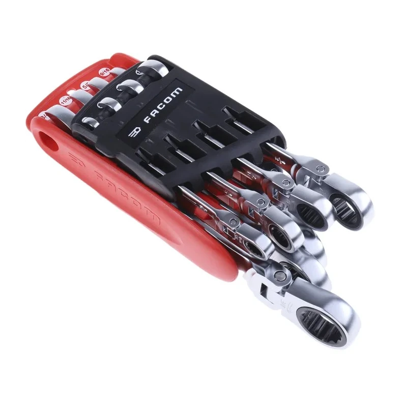 Facom 8-Piece Hinged Ratchet Combination Spanner Set, Sizes 5/16 to 3/4 in 467F.JPU8
