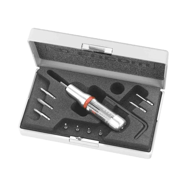 Facom Torque Screwdriver Set with Torque Range 4-20 cN.m, Drive Sizes 1.8 mm, 2.5 mm, PH 9, 1.3, 1.5, 2, PZ 0, 1, 2 A.300MTJ1