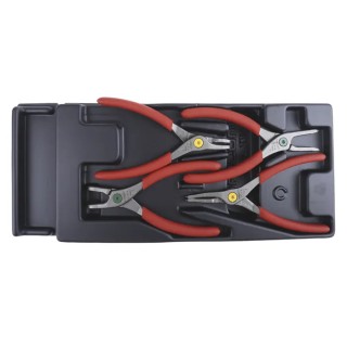 Facom 4-Piece Circlip Plier Set, 418mm Overall Length, Comfort Grip Handles, ESD Safe, Steel Material MOD.PC