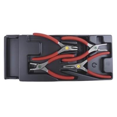 Facom 4-Piece Circlip Plier Set, 418mm Overall Length, Comfort Grip Handles, ESD Safe, Steel Material MOD.PC