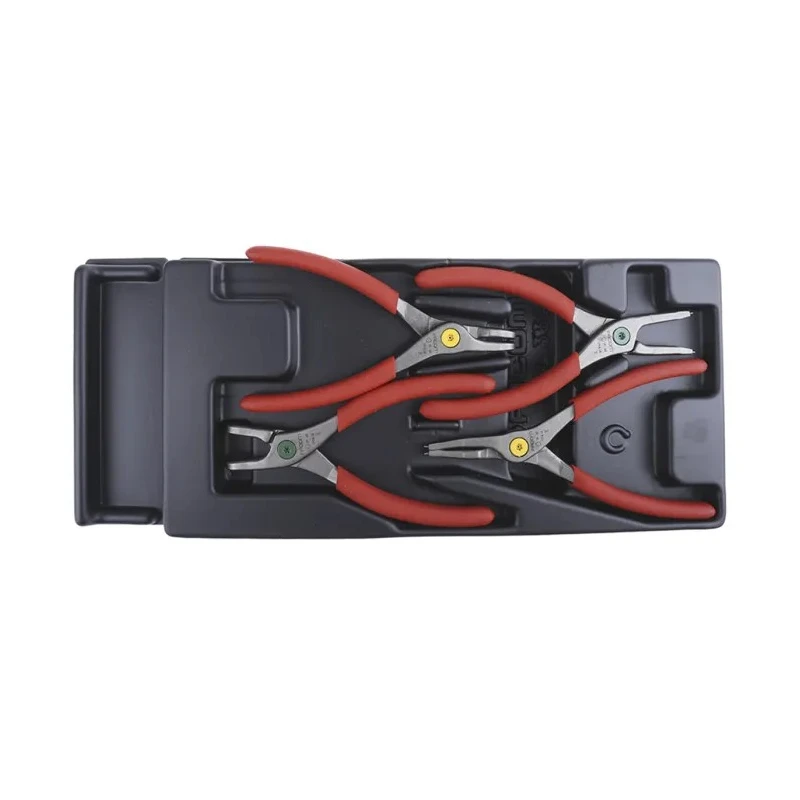 Facom 4-Piece Circlip Plier Set, 418mm Overall Length, Comfort Grip Handles, ESD Safe, Steel Material MOD.PC