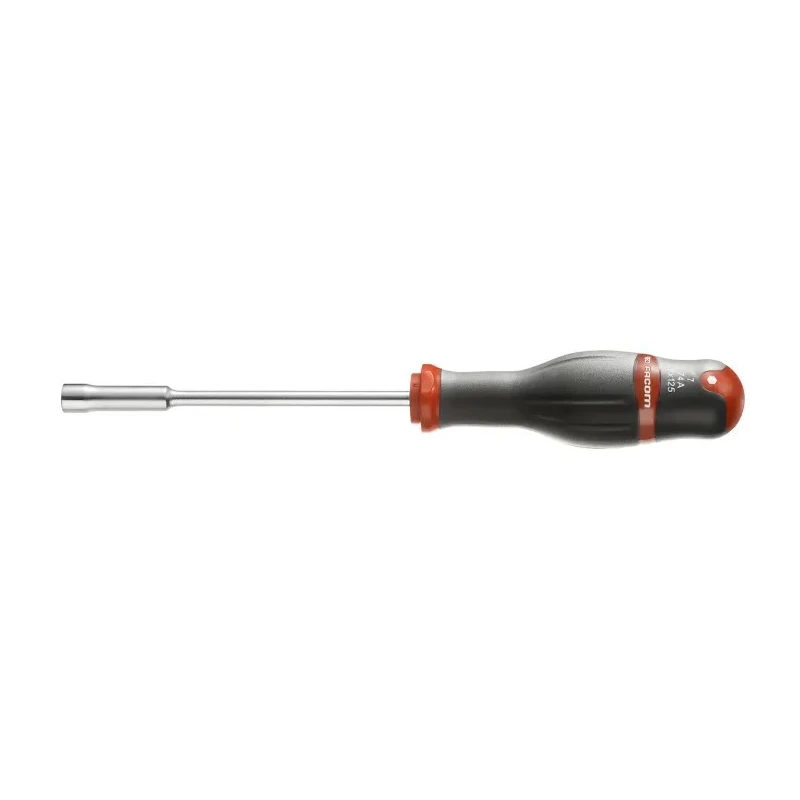 Facom Nut Driver with 125 mm Stainless Steel Blade, Plastic Handle, Satin Chrome Finish 74AT.5