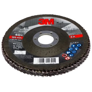 3M 769F Zirconia Aluminium Flap Disc 125 mm Fine Grade P40 Grit 10 Per Pack 7100196812