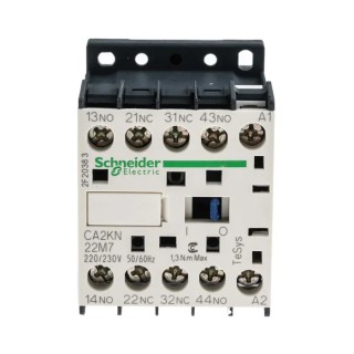 Schneider Electric Control Relay, 2 NO/2 NC Contacts, 10A F.L.C, 10A Contact Rating, 4.5 VA Power, 230V AC, Model CA2KN22M7