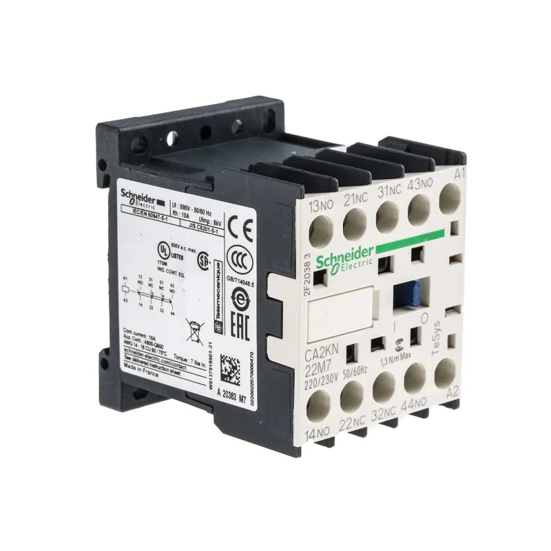 Schneider Electric Control Relay, 2 NO/2 NC Contacts, 10A F.L.C, 10A Contact Rating, 4.5 VA Power, 230V AC, Model CA2KN22M7