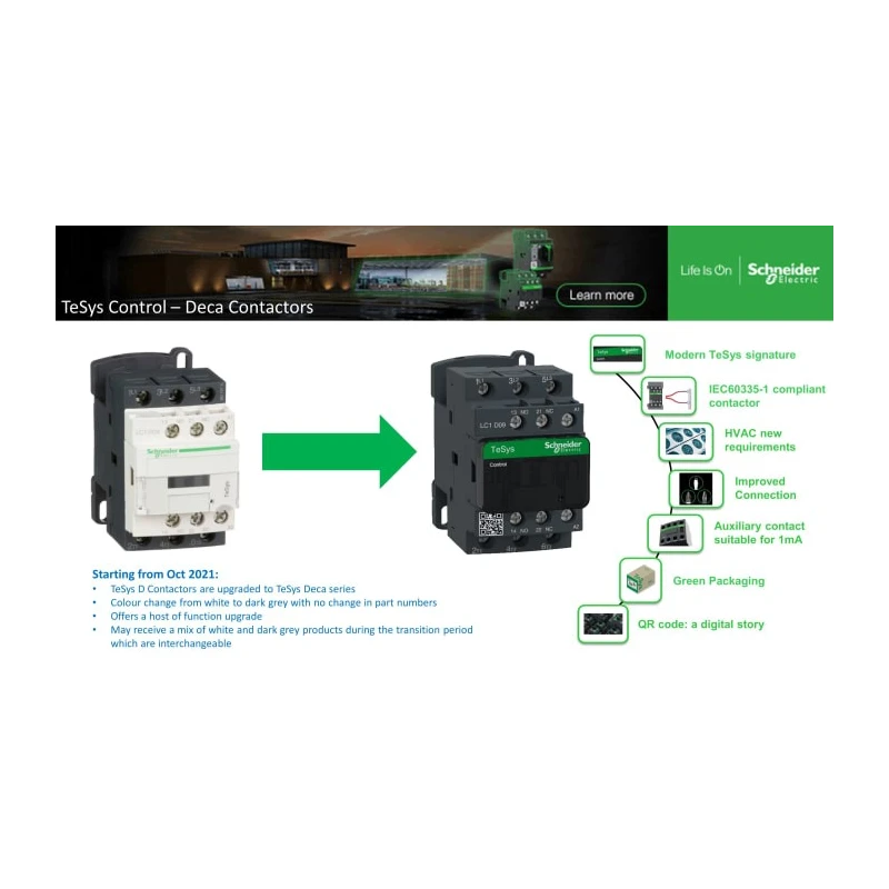 Schneider Electric LC1D TeSys D 3-Pole Contactor, 24V AC Coil, 16 A, 7.5 kW, 3 NO, 300 V DC, 690 V AC LC1D123B7