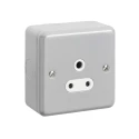 MK Electric 5A 1 Gang Electrical Socket Metalclad Plus Aluminium, IP66/IP2XD, Wall Mount K842ALM