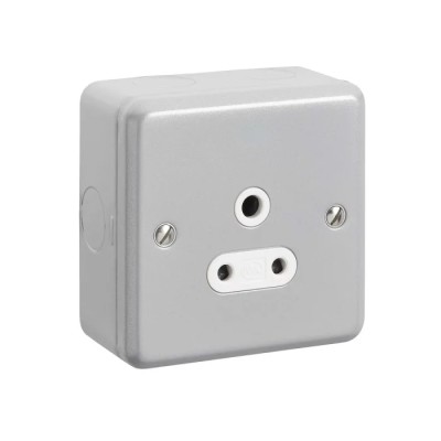 MK Electric 5A 1 Gang Electrical Socket Metalclad Plus Aluminium, IP66/IP2XD, Wall Mount K842ALM