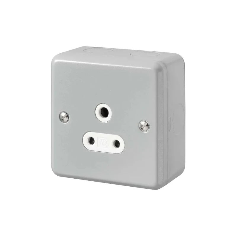 MK Electric 5A 1 Gang Electrical Socket Metalclad Plus Aluminium, IP66/IP2XD, Wall Mount K842ALM
