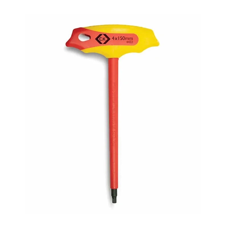CK T-Handle Metric Hex Key, Hex Size 4 mm, S2 Steel, VDE Approved, Taiwan T4422 04