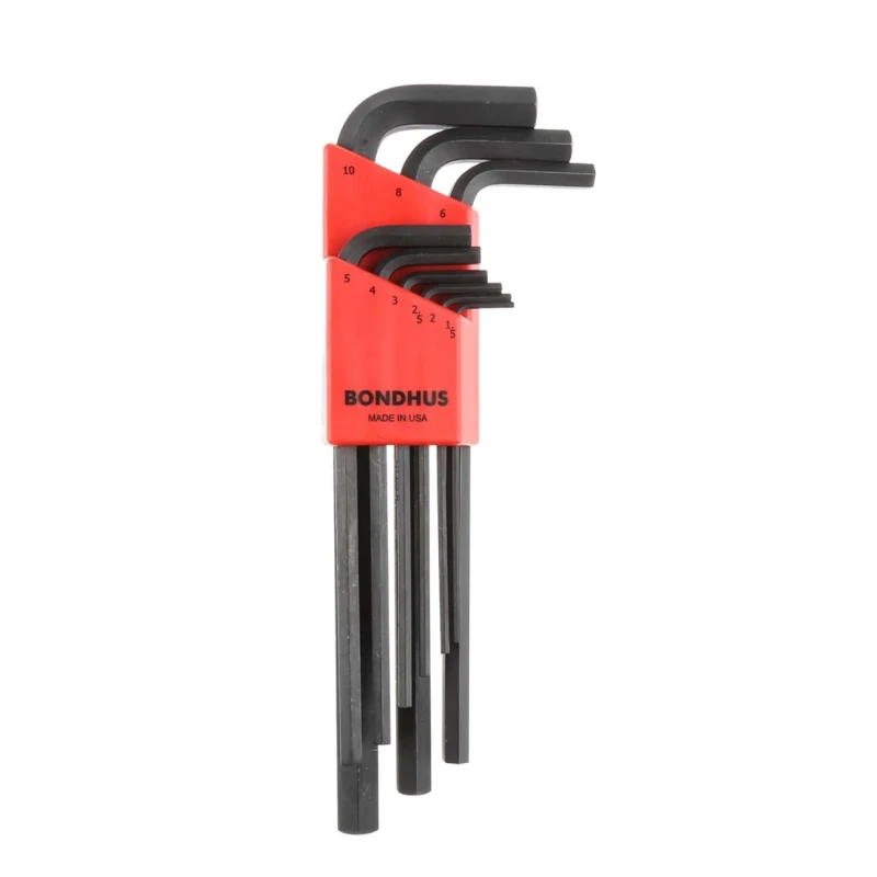 Bondhus 9 Piece L Metric Hex Key Set, Hex Size 1.5 to 10 mm HLX9M