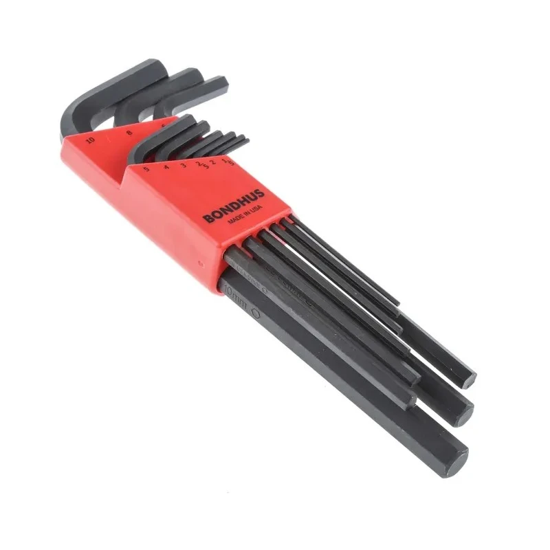 Bondhus 9 Piece L Metric Hex Key Set, Hex Size 1.5 to 10 mm HLX9M