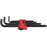 Wera 9 Piece L Metric Hex Key Set, Hex Size 1.5 to 10 mm, Long Arm, Hexagonal Ball End, Black Laser Finish 05073596001