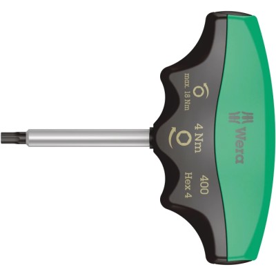 Wera T Metric Hex Key 4 mm, T-Handle Torque Tool, 150 mm Length 05005080001
