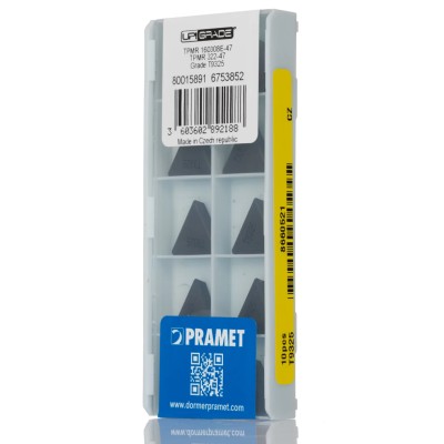 Pramet Lathe Insert Triangular Shape Aluminium 3.18 mm Height 16.5 mm Length Bright Finish TPMR 160308E-47:T9325