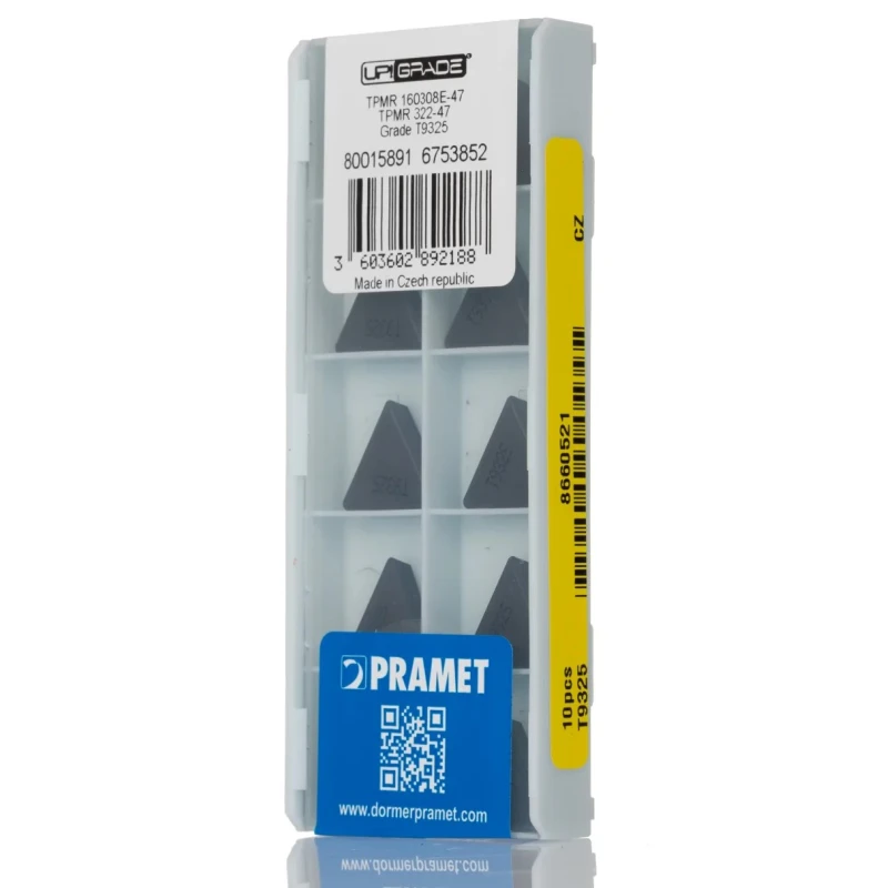 Pramet Lathe Insert Triangular Shape Aluminium 3.18 mm Height 16.5 mm Length Bright Finish TPMR 160308E-47:T9325