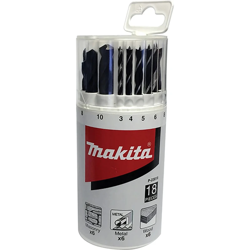 Makita 18-Piece Twist Drill Bit Set for Multi-Material, HSS, 3 mm to 10 mm P-23818