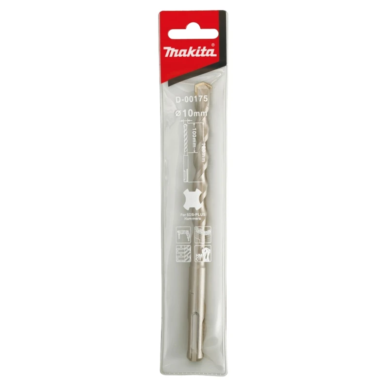 Makita Carbide Tip Masonry and Concrete Drill Bit 10 mm Diameter, 160 mm Overall Length D-00175