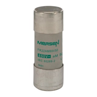 Mersen 50A AM Ceramic Cartridge Fuse 22 x 58 mm 690V AC Super Fast Acting R214122 / FR22AM69V50