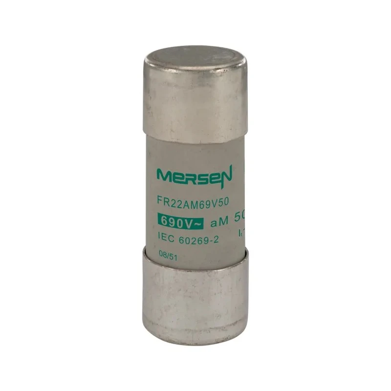Mersen 50A AM Ceramic Cartridge Fuse 22 x 58 mm 690V AC Super Fast Acting R214122 / FR22AM69V50