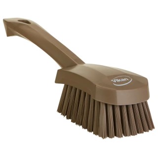 Vikan Hard Bristle Brown Scrubbing Brush Brown, 36 mm Bristle Length, Polyethylene Terephthalate Bristle Material 419266