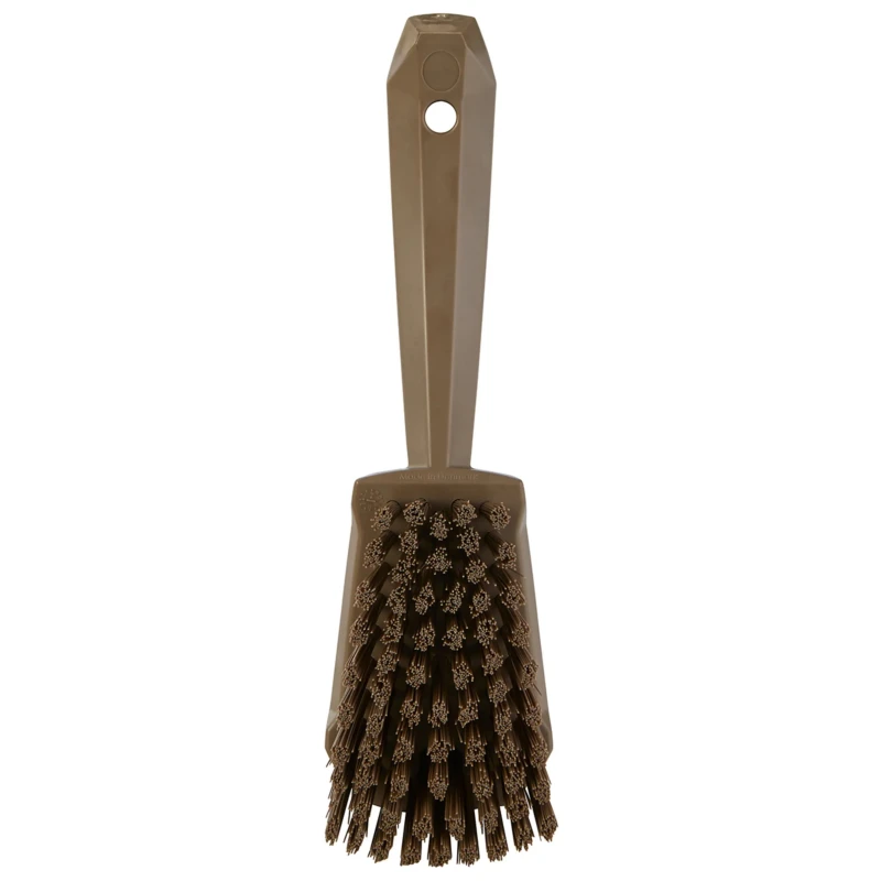 Vikan Hard Bristle Brown Scrubbing Brush Brown, 36 mm Bristle Length, Polyethylene Terephthalate Bristle Material 419266