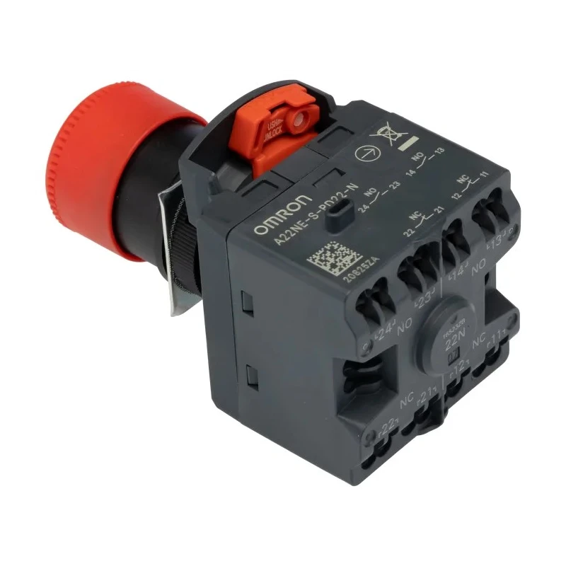 Omron Turn to Reset Emergency Stop Push Button Panel Mount 22 mm Cutout 2 NC/2 NO Contacts IP65 A22NE-S-PD22-N