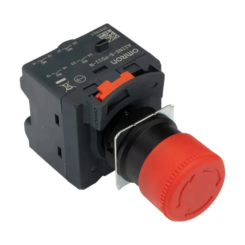 Omron Turn to Reset Emergency Stop Push Button Panel Mount 22 mm Cutout 2 NC/2 NO Contacts IP65 A22NE-S-PD22-N