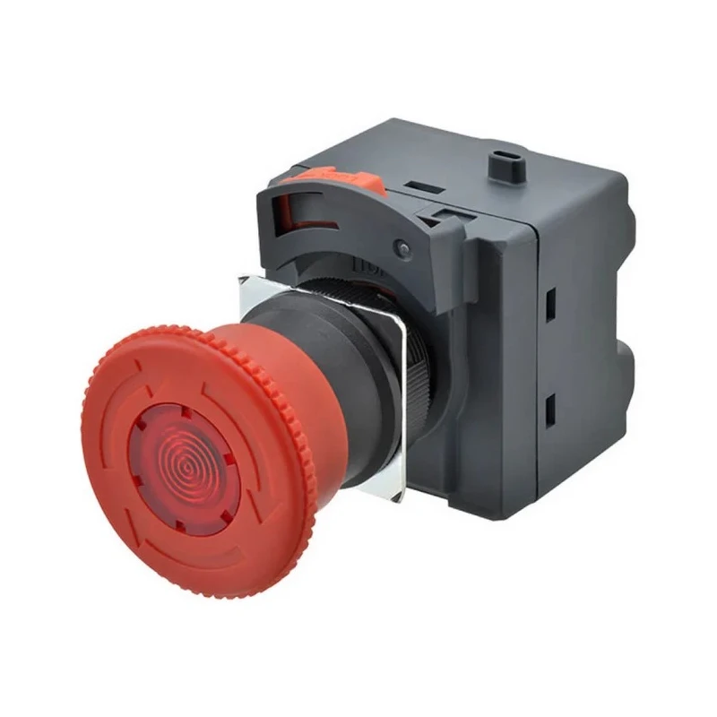 Omron Turn to Reset Illuminated Emergency Stop Push Button Panel Mount 22mm Cutout 2 NC Contacts IP65 A22NE-PD