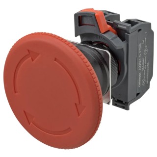 Omron Emergency Stop Push Button Panel Mount 22mm Cutout 2 NC/1 NO Turn Reset Illuminated IP65 Red A22NE-L-PD12-N