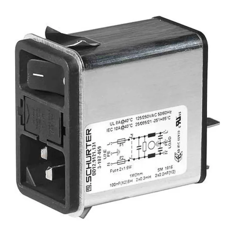 Schurter 250V AC 10A Snap-in IEC Connector 2 Pole Quick Connect 3-107-477