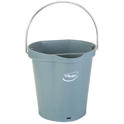Vikan 6L Plastic Grey Round Bucket with Handle Length 260mm Height 258mm Width 270mm 568888
