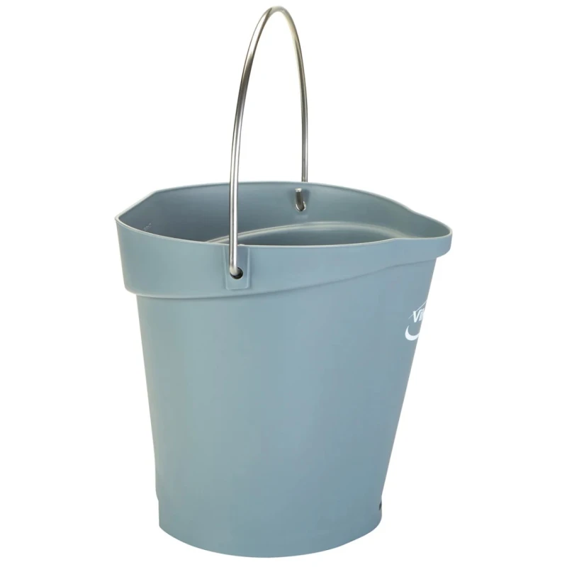 Vikan 6L Plastic Grey Round Bucket with Handle Length 260mm Height 258mm Width 270mm 568888
