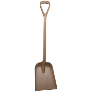 Vikan Shovel D Grip Polypropylene Handle and Blade, Brown, Blade Width 271 mm, Handle Length 1040 mm, Model 562566