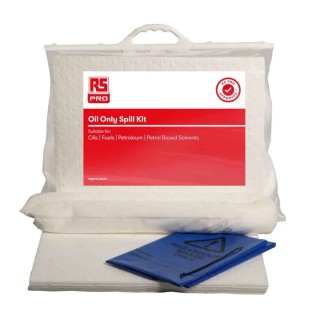 RS PRO Oil Spill Kit 13 L Absorbent Capacity, 10 Pads, 1.2m Sock, Hazard Bag 189-0064