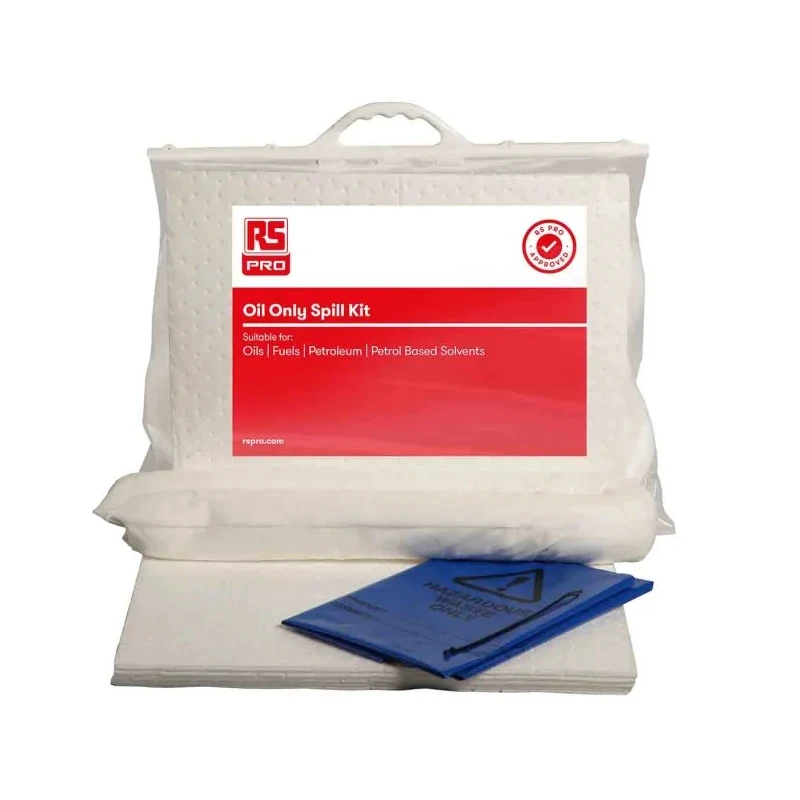 RS PRO Oil Spill Kit 13 L Absorbent Capacity, 10 Pads, 1.2m Sock, Hazard Bag 189-0064