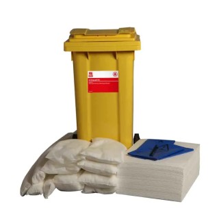 RS PRO Oil Spill Kit 105 L Absorbent Capacity, Portable Wheelie Bin 189-0069