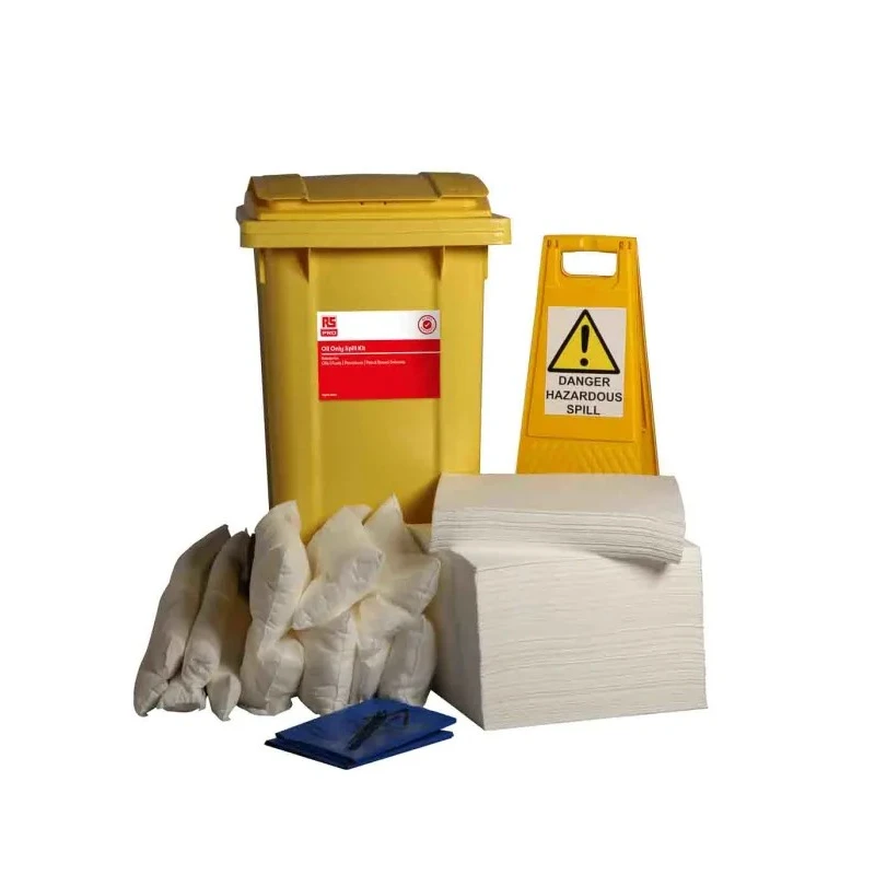 RS PRO Oil Spill Kit with 210 Litre Absorbent Capacity, Mobile Two-Wheeled Bin, 170 Pads, 6 Pillows, 5 Socks, 7 189-0070