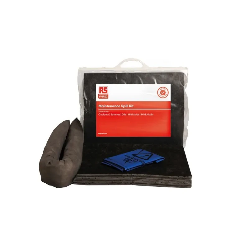 RS PRO 13 L Maintenance Spill Kit Absorbent Capacity 13L Kit Contents 1.2m Sock, Hazard Bag, 10 Pads 189-0071