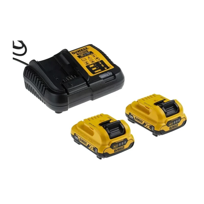 DeWALT 12V XR Brushless Twin Cordless Power Tool Kit with 2 x 3.0Ah Batteries, Multi-voltage Charger, TSTAK II DCK2111L2T-GB