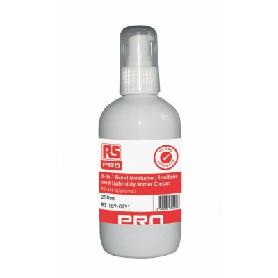 RS PRO 3-in-1 Hand Sanitiser, Moisturiser and Barrier Cream 250 ml Bottle 189-0291